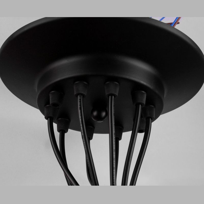 Black Pendant Lighting Fixture Industrial Style Metal Swag Multiple Pendant Light