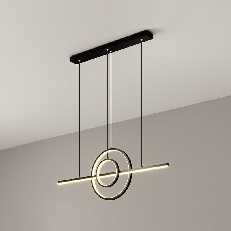 3-Lights Geometric Island Light Modern Metal LED Island Pendant for Living Room