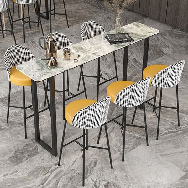 Industrial Metal Bar Stool Faux Leather Bar Stool with Black Legs