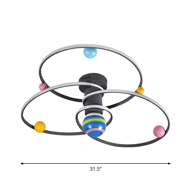 Grau Orbit Semi Mount Lighting Cartoon LED Acrylspülendedecke mit runden Baldachin