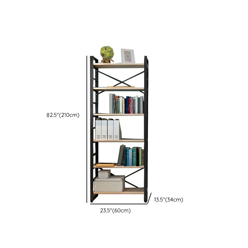 Metal and Wooden Shelf Bookcase Open Modern Brown Book Shelf for Office