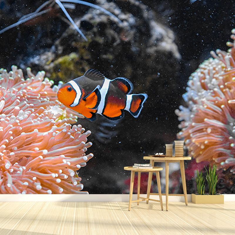 Tropical Photography Wall Mural Fish Pattern Stain Resistant Wall Mural