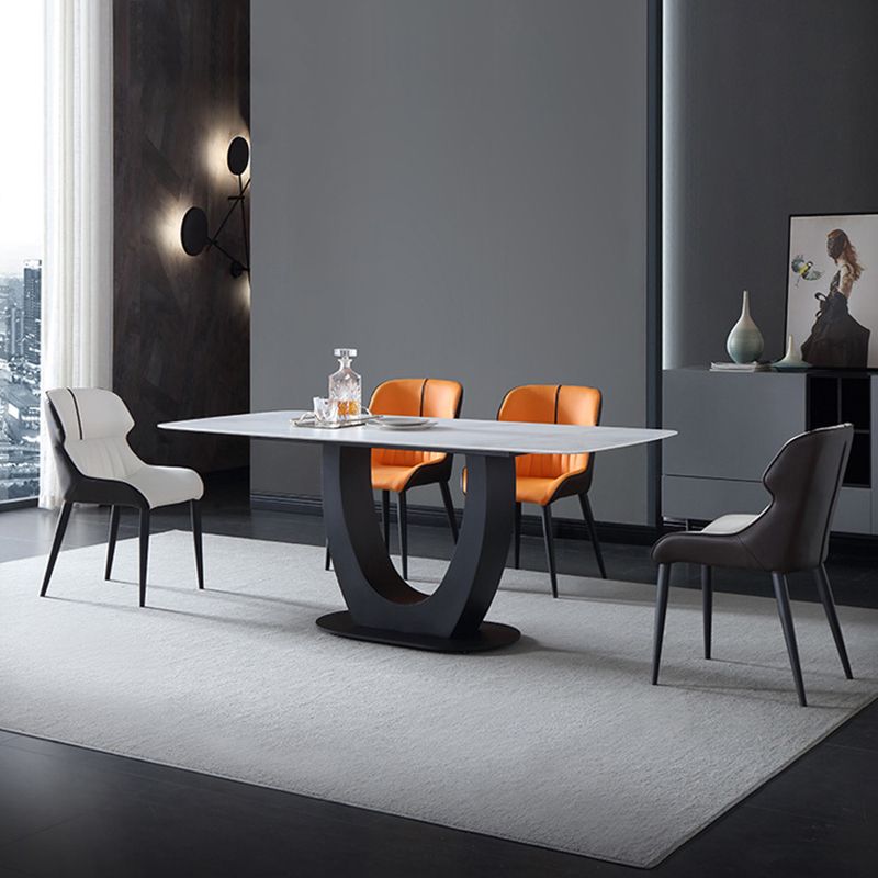 Industrial Rectangle Dining Table Sintered Stone Table with Metal Leg for Home