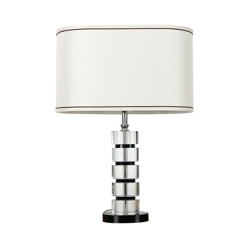 Langwerpige kristal taakverlichting eigentijdse stof 1 lamp nachttafellamp in wit