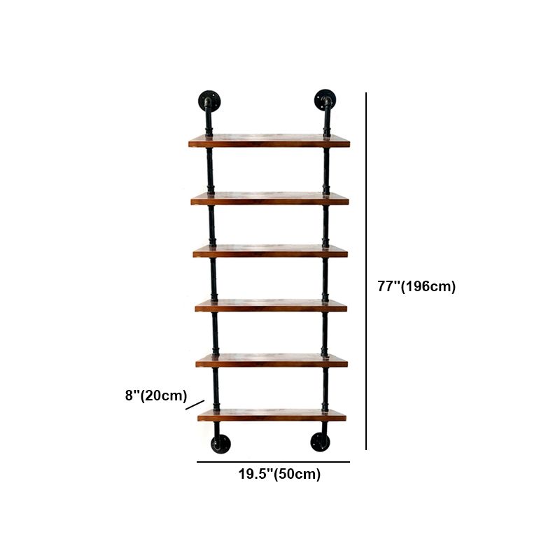 Industrial Style Bookshelf Wall Mounted Solid Wood Bookcase for Home Office