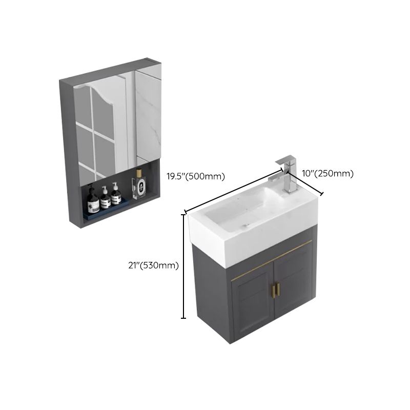 Modern Single Bath Vanity Wall Mount Ceramic Top Bathroom Vanity