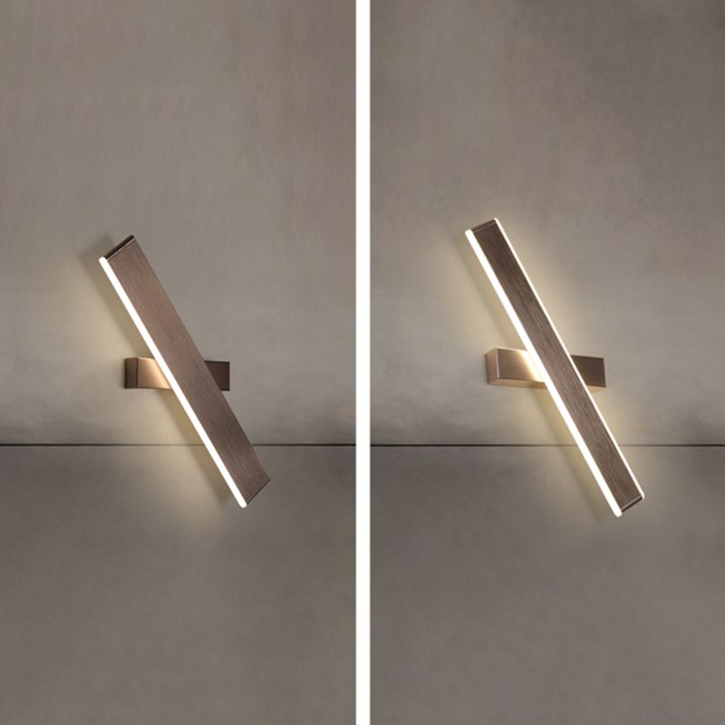 Brown Rectangular LED Wall Lamp in Modern Artistic Style Aluminium Rotatable Wall Light for Bedroom