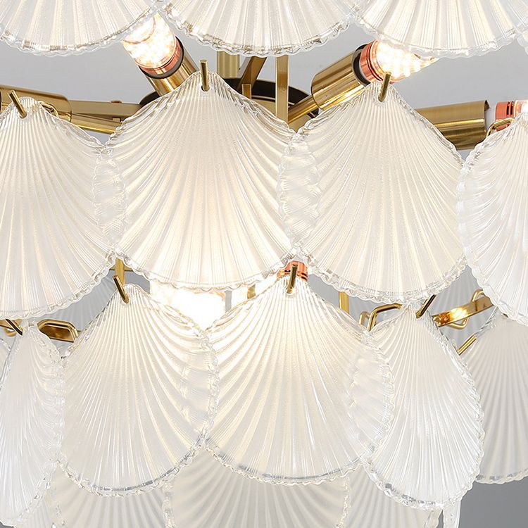 Shell Chandelier Light Fixture Vintage Glass Pendant Lighting for Restaurant