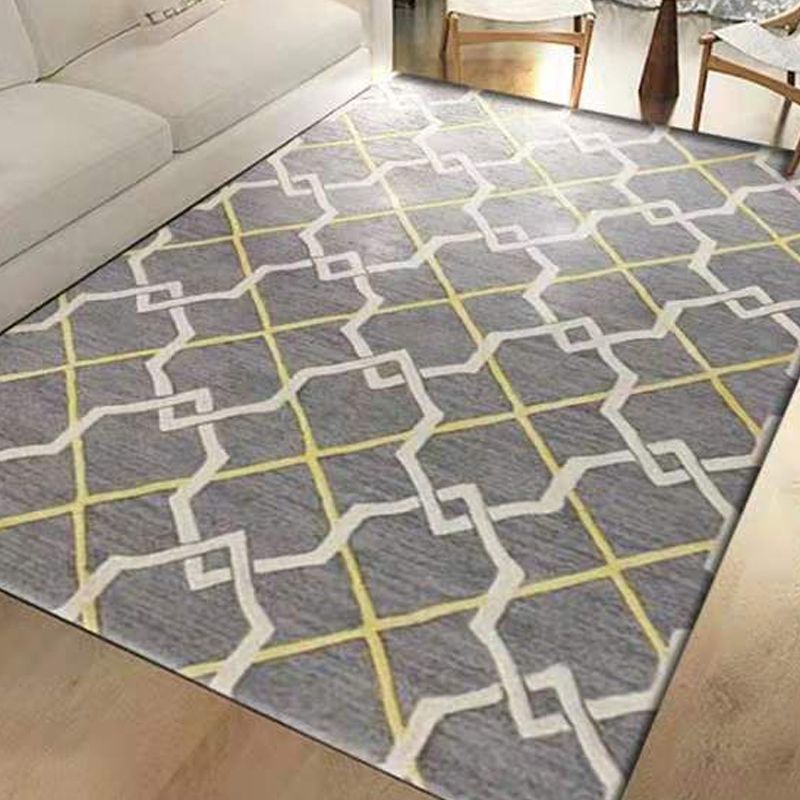 Mehrfarbiger natürlicher Teppich aus Polyster mit Geo-Aufdruck, haustierfreundlicher, schmutzabweisender Teppich für die Heimdekoration