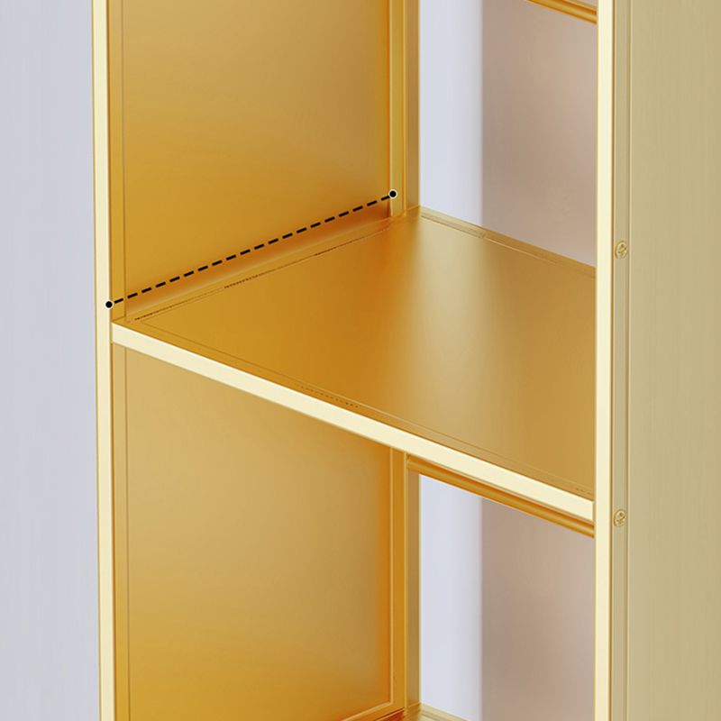 9" W Glam Antique Finish Shelf Bookcase Standard Metal Bookshelf