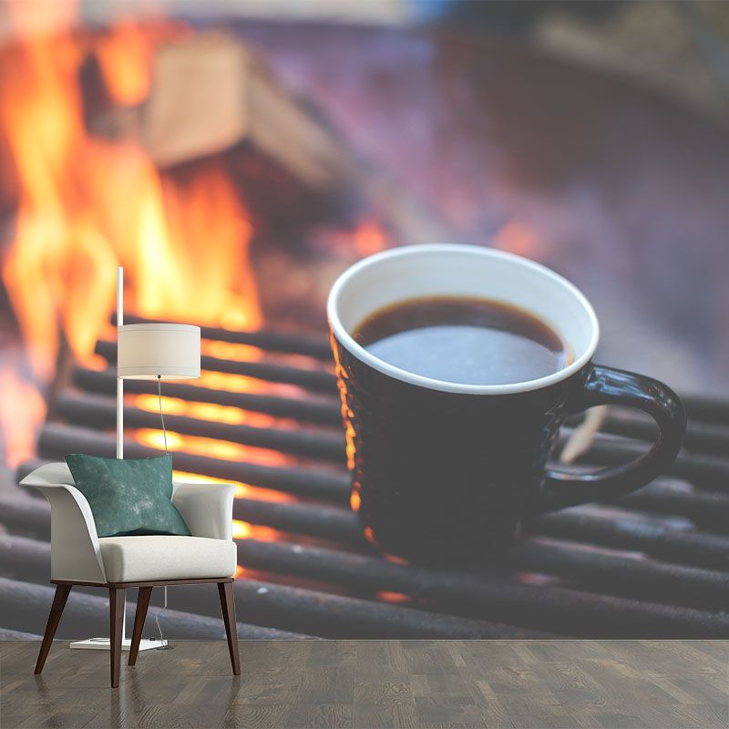 Modern Aromatic Coffee Mural Photography Horizontal Wall Covering for Coffee Shop