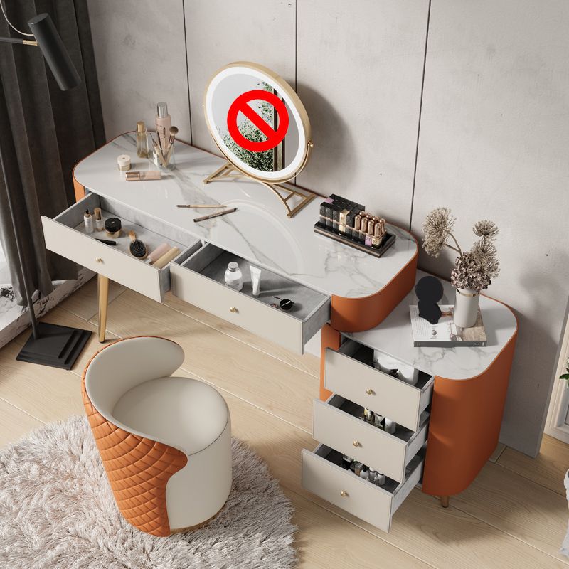 Luxurious Vanity Set with Padded Stool 5 Storage Drawers Vanity Desk