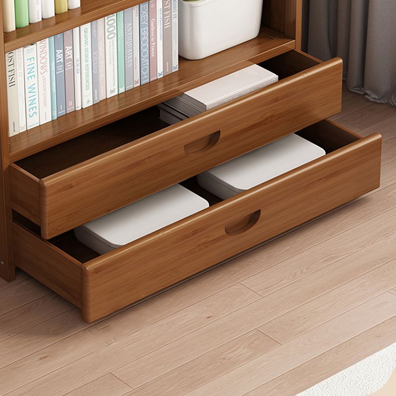 Contemporary Bamboo Bookcase Standard Closed Back Bookshelf with Shelves