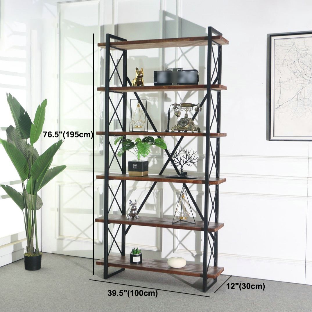 Industrial Style Etagere Bookshelf Open Shelf Bookcase with Rectangular Shelves