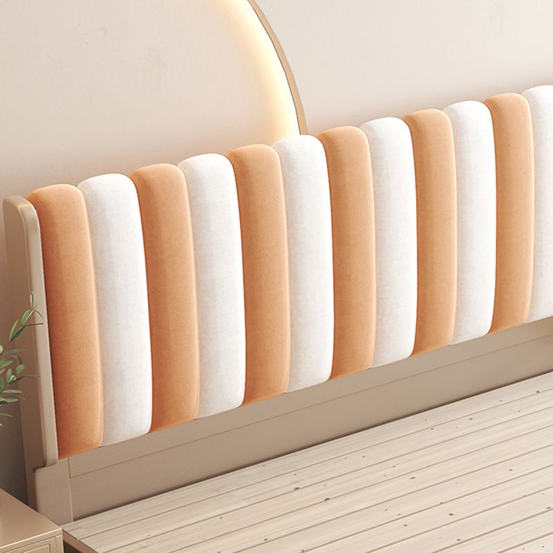 Contemporary Upholstered Standard Bed, Panel Rectangular Headboard Bed