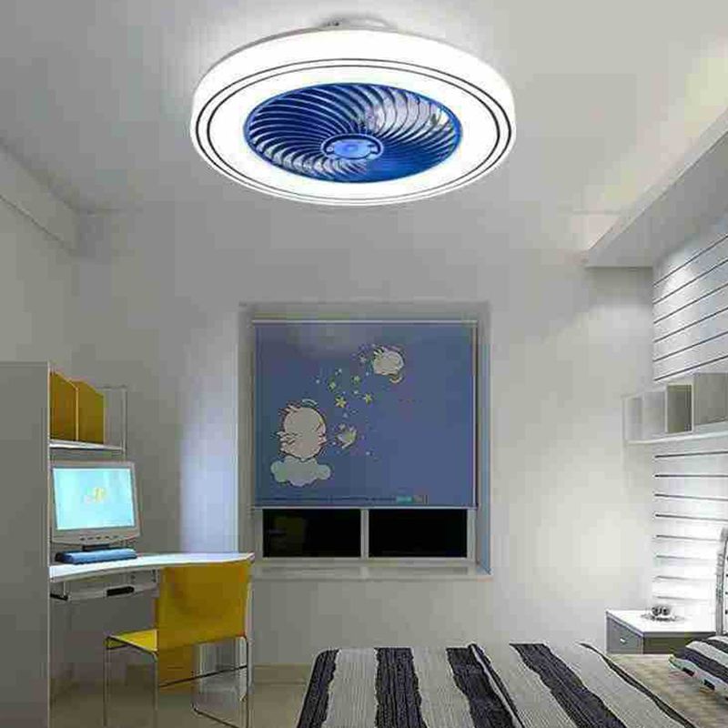 Kreisförmige Kinderschlafzimmer Deckenventilator Beleuchtung Acryl -Makkaron -LED Semi Flush Mount