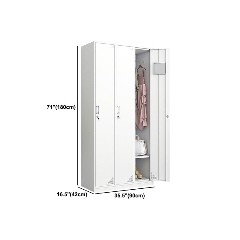 White Steel Wardrobe Cabinet Contemporary Style Wardrobe Armoire