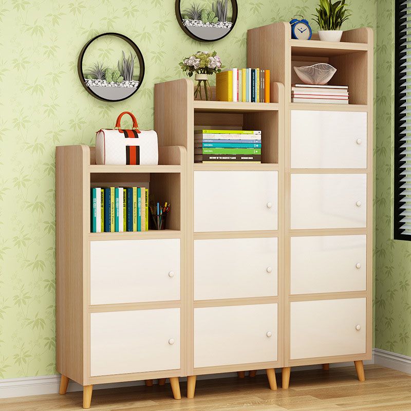 9.4" W Modern Wooden Bookshelf Closed Back Shelf Bookcase with Doors