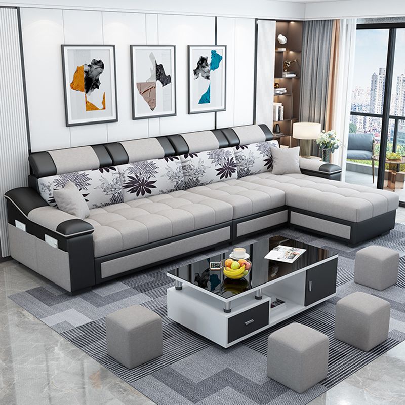 106.3"D x 57"W x 35.43"H Sloped Arm Sectionals, Modern High Back Sofa with Slipcovered