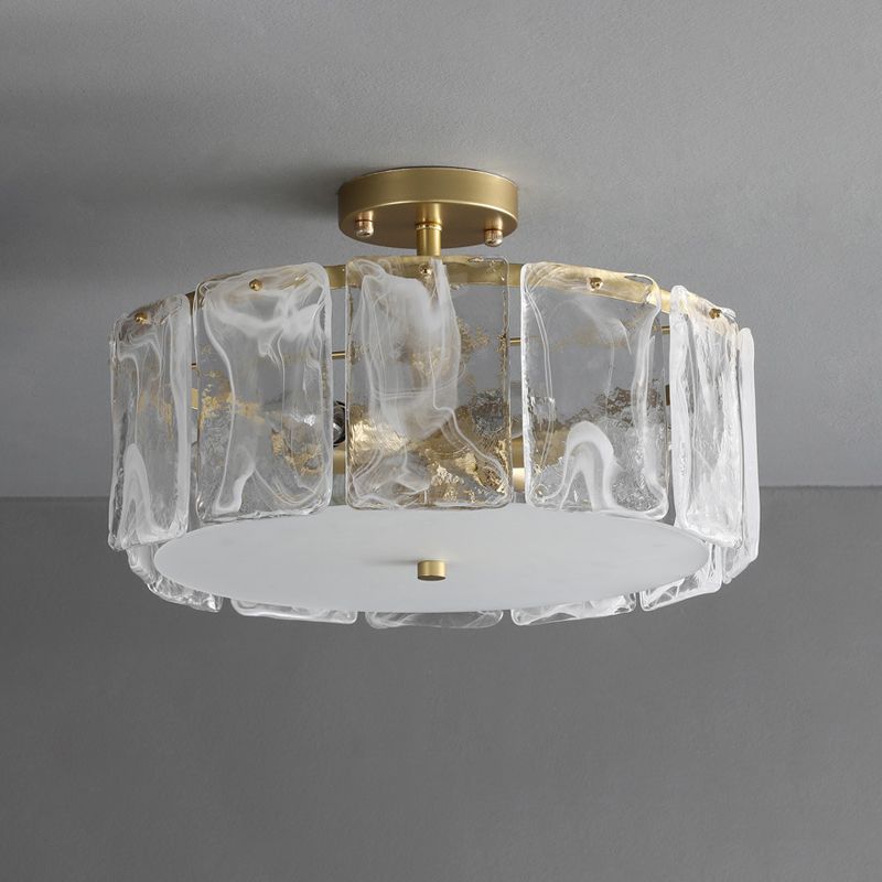 Contemporary Ceiling Lamp Simple Flush Mount Light Fixture with Glass Shade for Bedroom