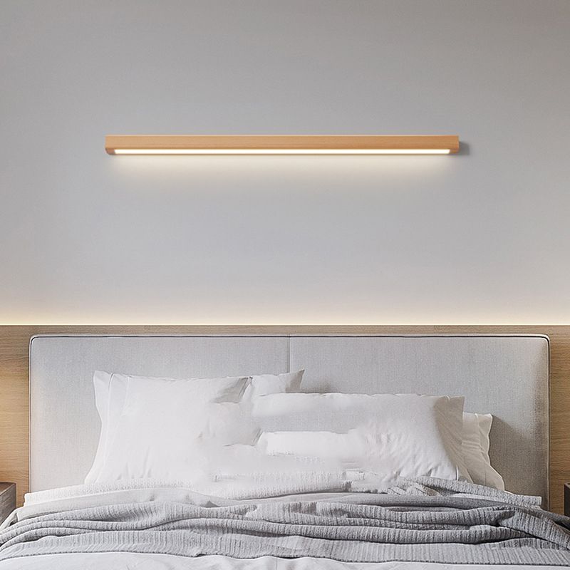 Iluminación de pared de madera de estilo de pared de tira de 2 luces para dormitorio