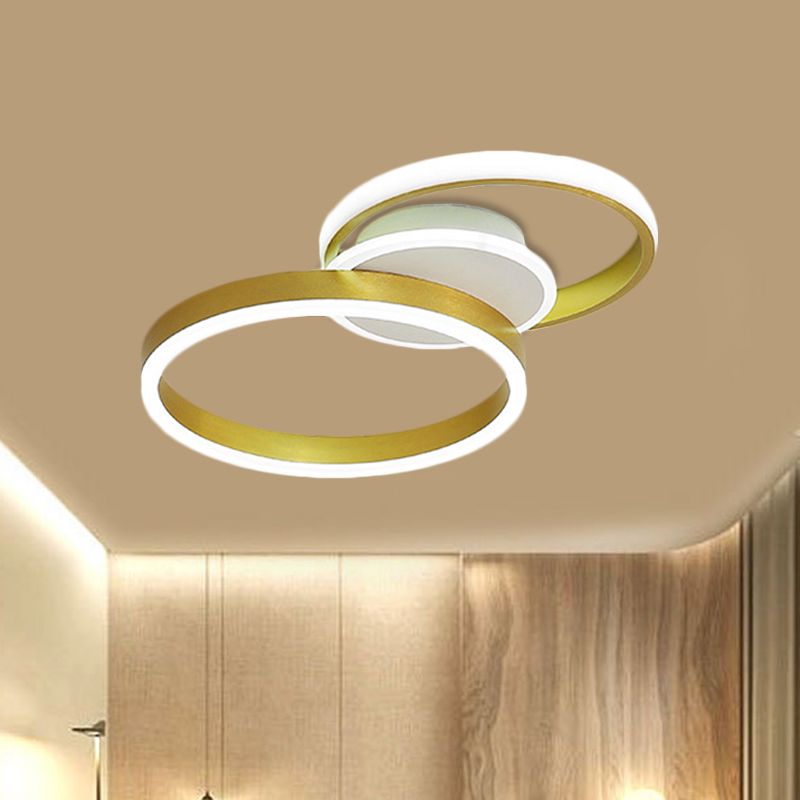 Dual Rings Flush Light Fixture Minimalist Metal LED Parlor Ceiling Flush Mount in Gold