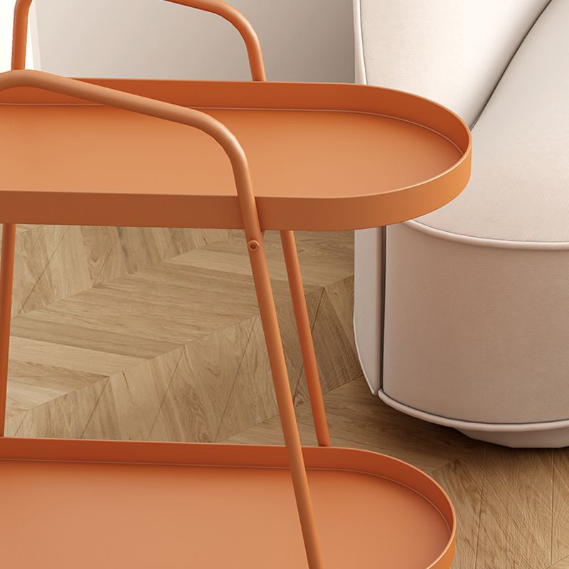 Mid-Century Metal End Side Table Oval 2-Tier Corner Table with Storage