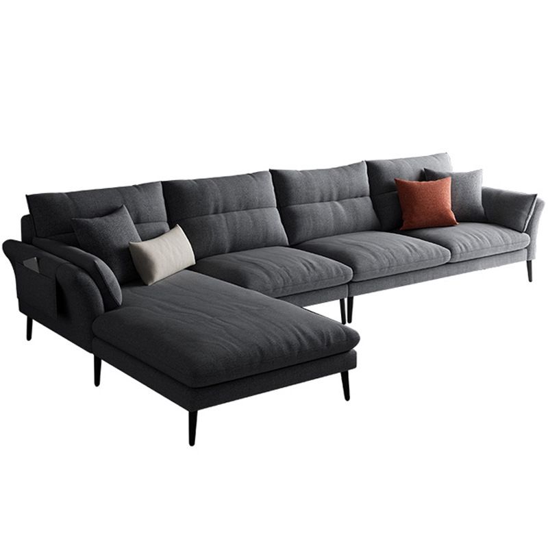 Flared Arm Fabric Sectional with Storage 4-seater Sofa & Chaise