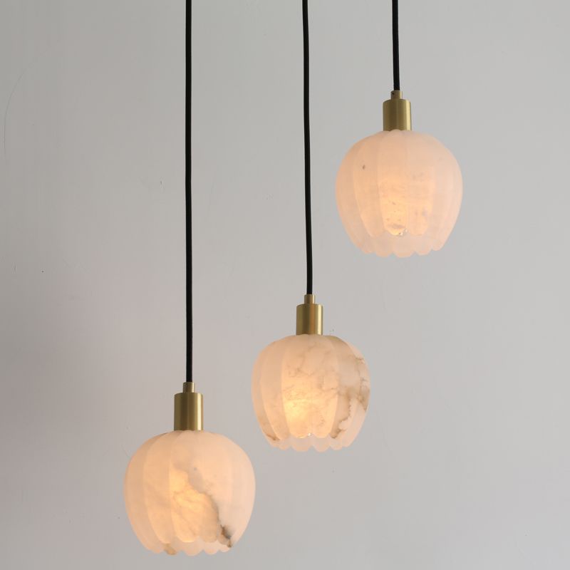 Pumpkin Pendant Lighting Fixture Minimalist-Style Stone White Hanging Light Fixture