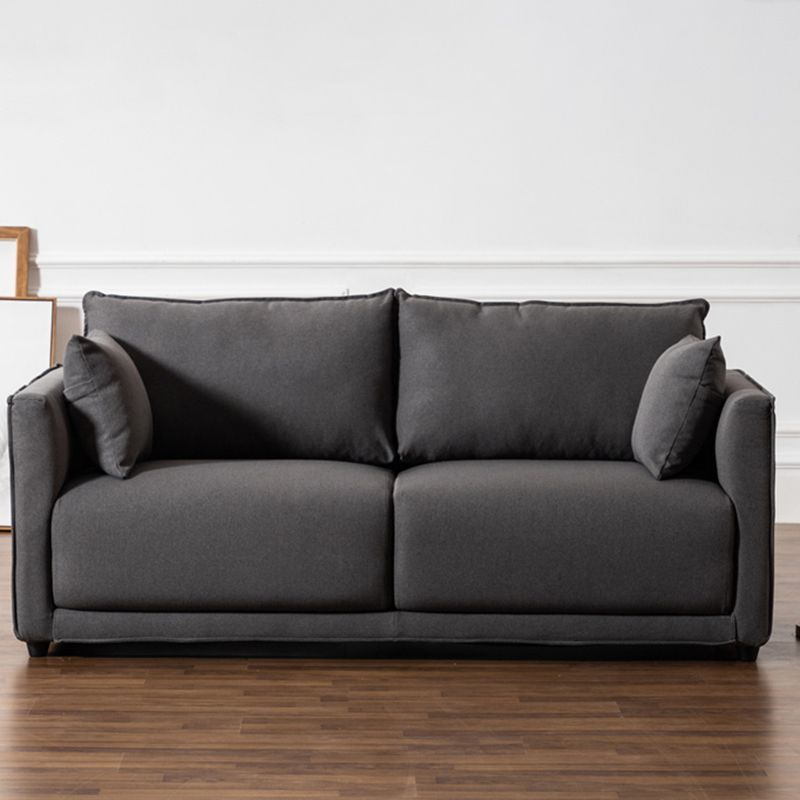 Contemporary Sofa with 2 Pillows Square Arm Living Room Settee