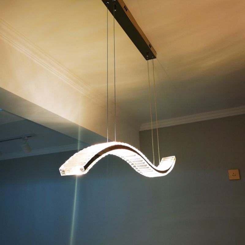 1 Light Waves Island Lamp Contemporary Simplicity Crystal Wrapped Island Pendant