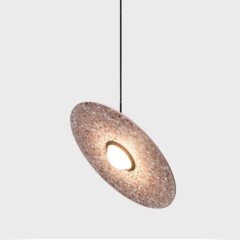 Modern Style Pendant Lighting Fixture Circle Pendant Ceiling Light with Stone Shade