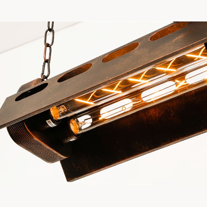 Antique Bronze Iron Linear Island Ceiling Lights Industrial Hanging Lights for Dining Room