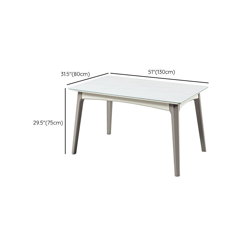 White Rectangular Dinette Table Set 1/5 Pieces Modern Dining Set