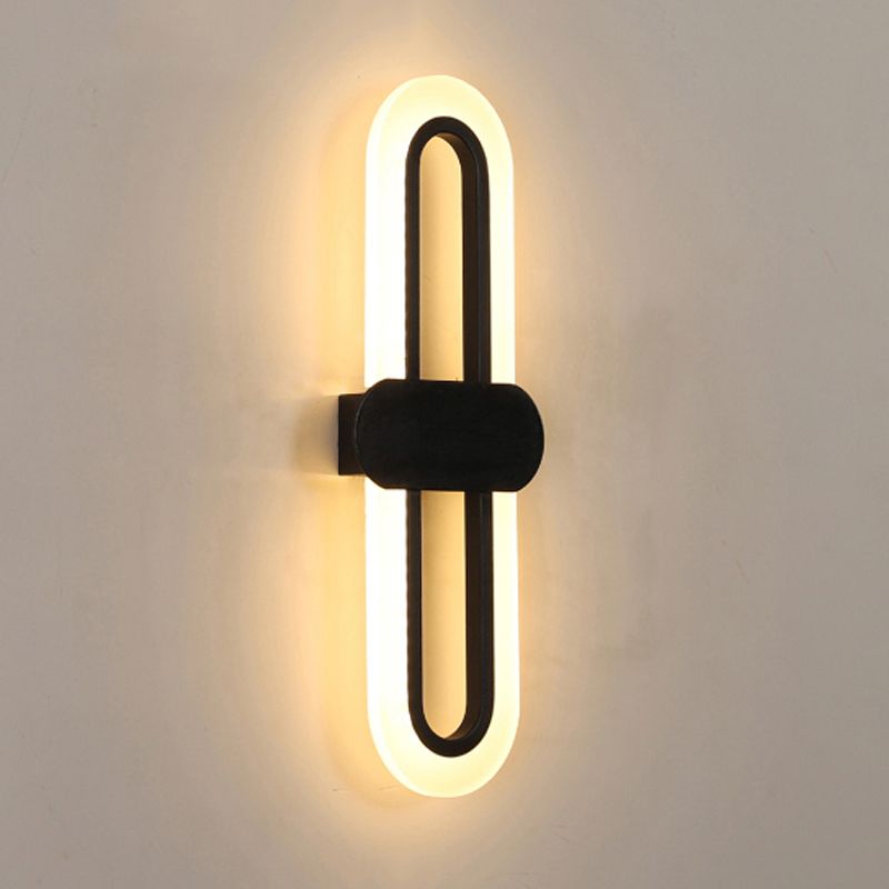 Minimalist LED Wall Lamp Ellipse Metal Sconce Lighting for Bedroom