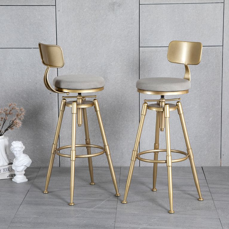Living Room Glam Style Barstool Gold 4 Legs Bar Stool with Pedal