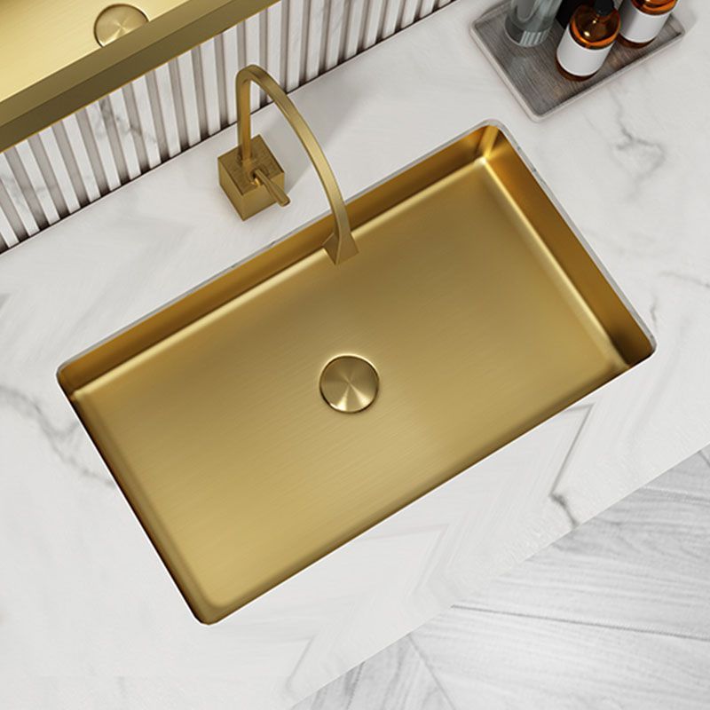 Contemporary Bathroom Sink Metal Rectangular Drop-in Bathroom Sink with Pop-Up Drain