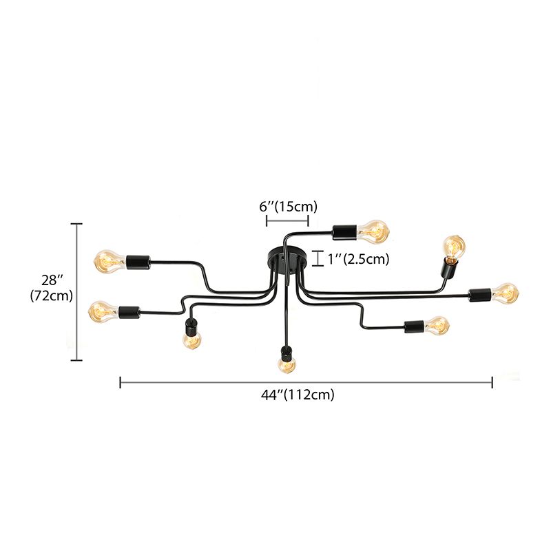 Retro techo expuesto con lámparas semiincorporadas de metal ligero incrustadas 4 / 6, con diseño de latón antiguo / Sputnik negro