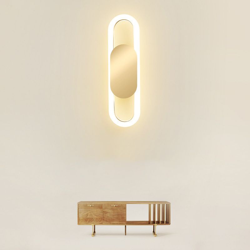 Oval 1 - Light Wall Flush Mount in Gold / Black Post Modern LED Wall Light