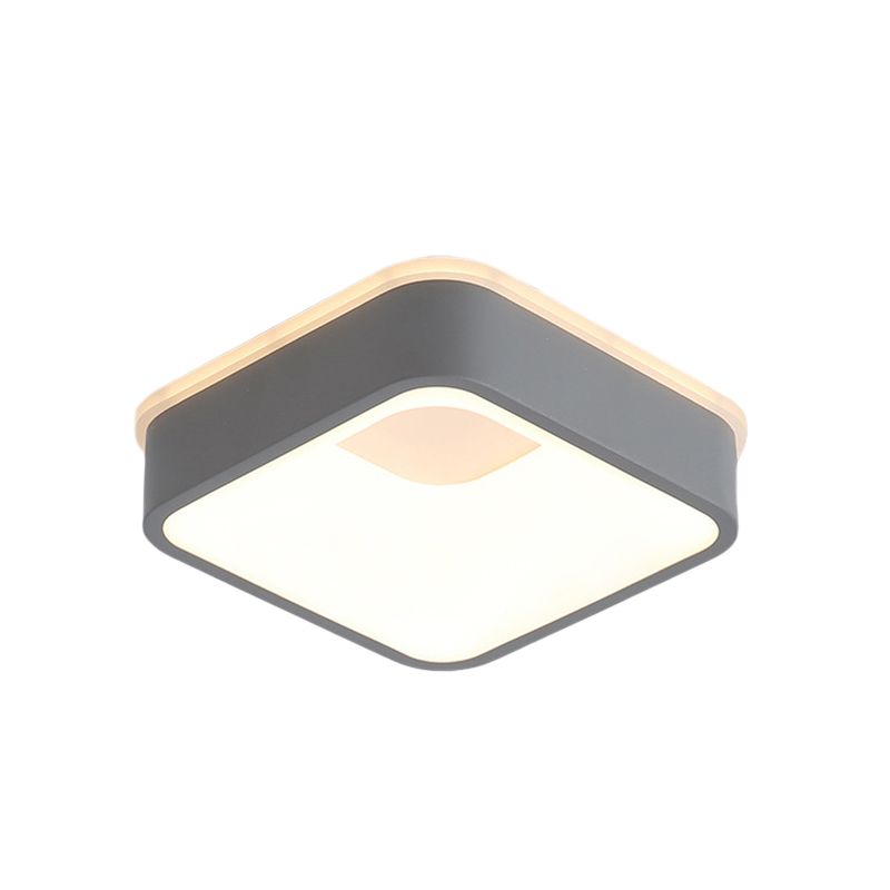 Nordic Hollowed Triangle/Round/Square Flush Lamp Metallic LED Foyer Ceiling Mounted Light in Grey/White