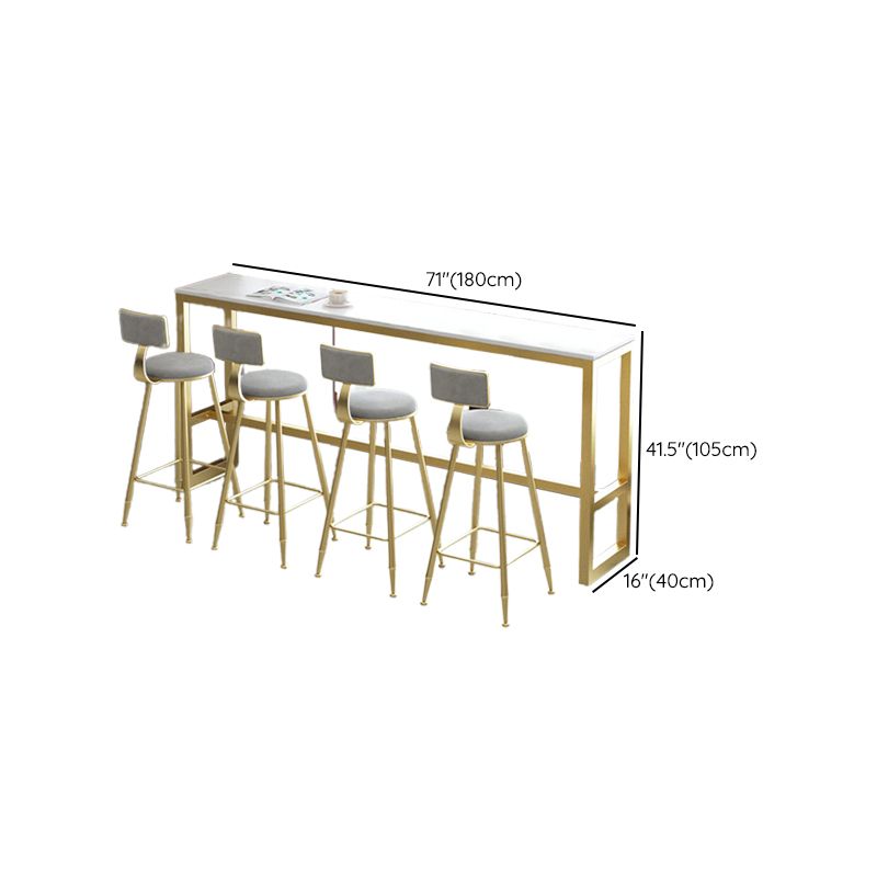 Modern Bar-height Table FauxMarble Top Bistro Bar Table with Metal Base