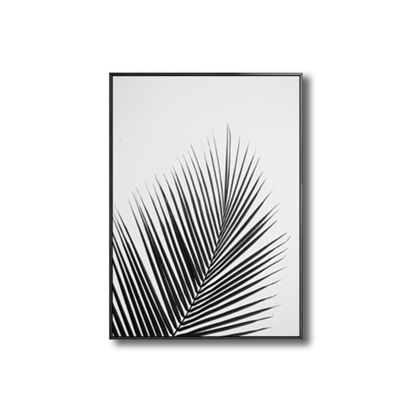 Palm Leave Wrapped Canvas for Living Room Plant Wall Art Print Black for Home Decor