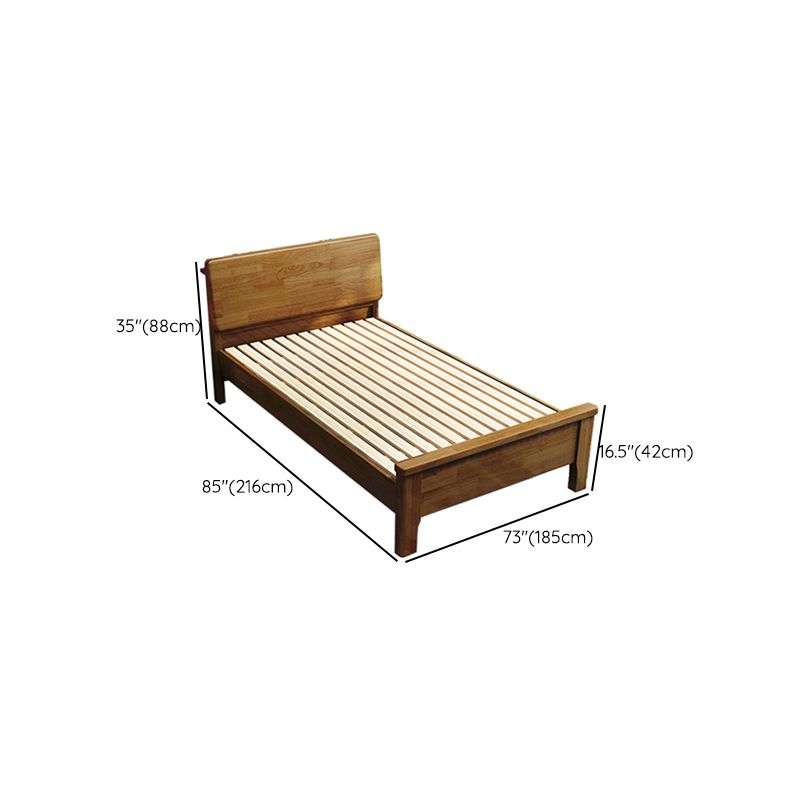 Solid Wood Rectangular Standard Bed Headboard Bed with Custom Legs