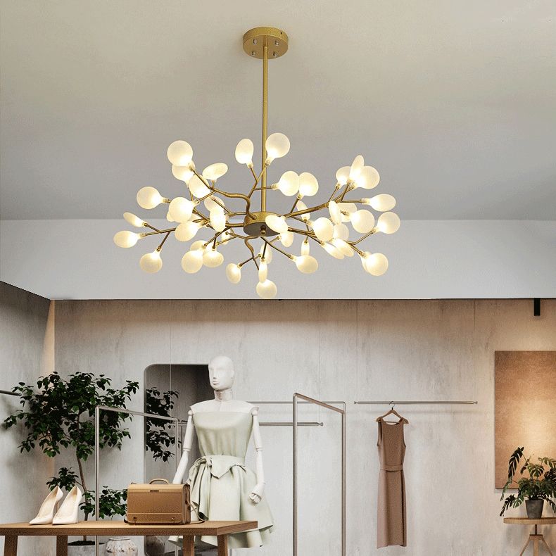 Metal Branch Shape Chandelier Nordic Style Fireflies Chandelier Lamp for Living Room