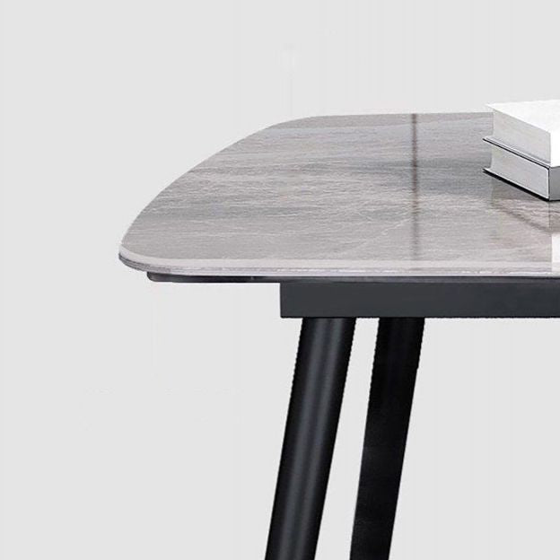 Contemporary Sintered Stone Top Gray Dining Set Rectangle Shape Standard Dining Set for Kitchen