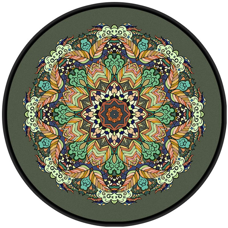 Tapis à imprimé à fleurs exotiques marocain tapis rond classique Polyester le tapis de support antidérapant pour décoration intérieure