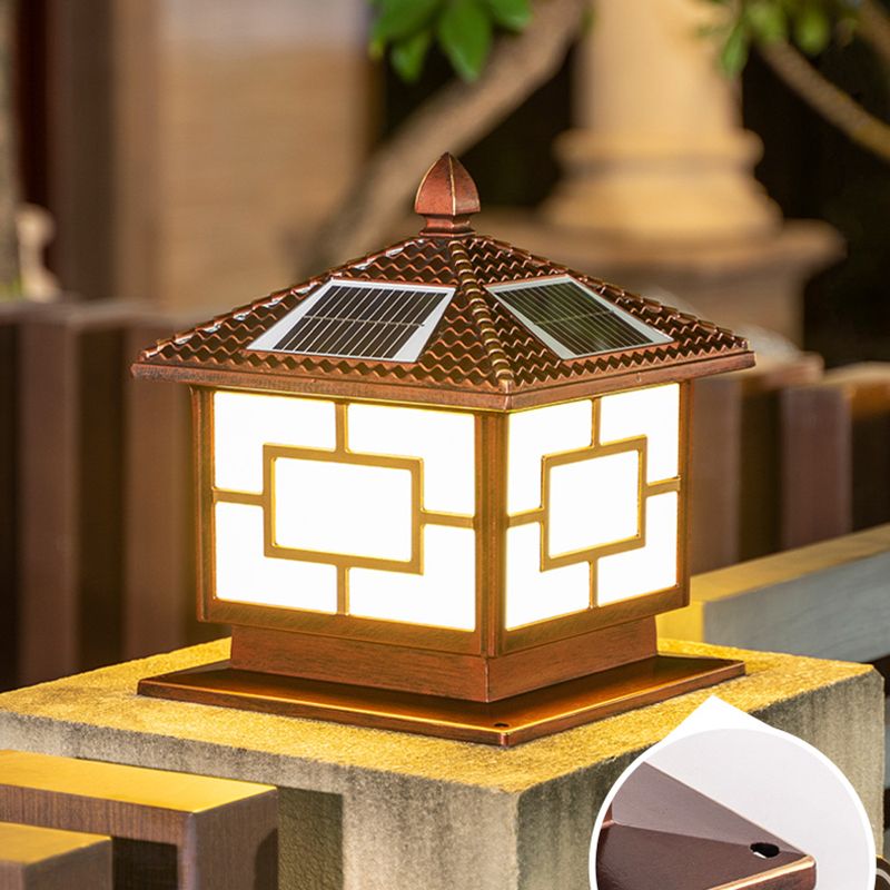 Modern LED Solar Lighting Fixture with Acrylic Shade for Backyard