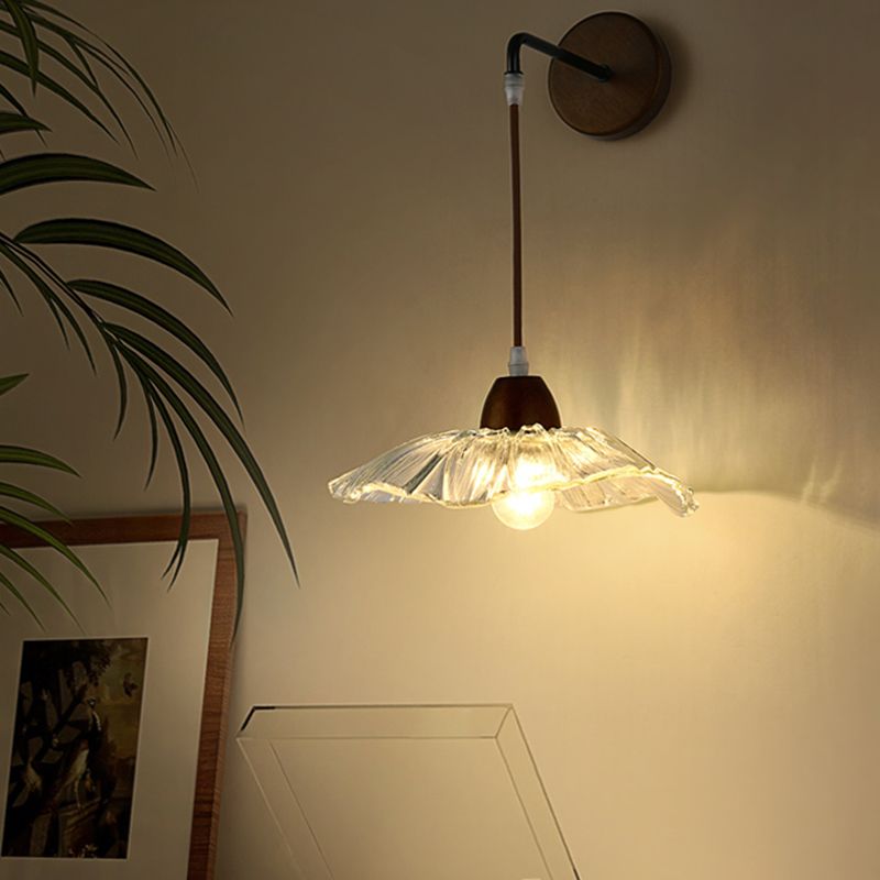 Japanese Style Wall Light Geometry Shape Wall Lamp with Glass Shade for Living Room