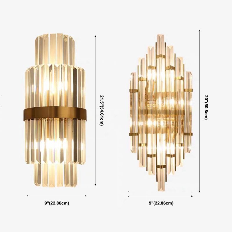 Rectangular-Cut Crystals Flush Mount Wall Sconce Postmodern Sconce Light Fixture