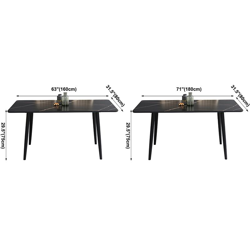 Dining Room Contemporary Sintered Stone Dining Table Rectangular Table with Metallic Base